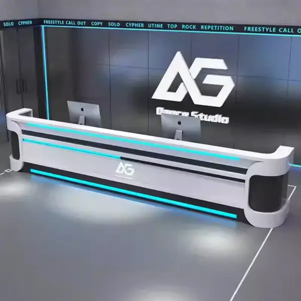 Customizable Stainless Steel Checkout Reception Desk Bar Table Durable MDF Material for Internet Cafes & Billiard Halls